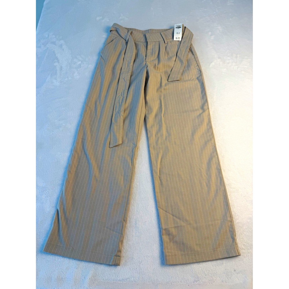 Abercrombie Kids Girls Trouser Beige Striped Belted Size 13/14 New
